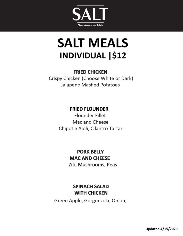 Heat & Serve Menu SALT