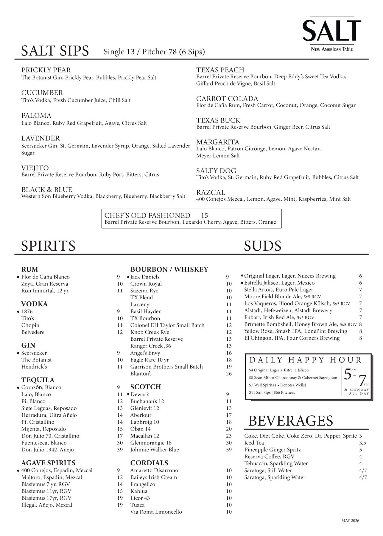 salt wine menu